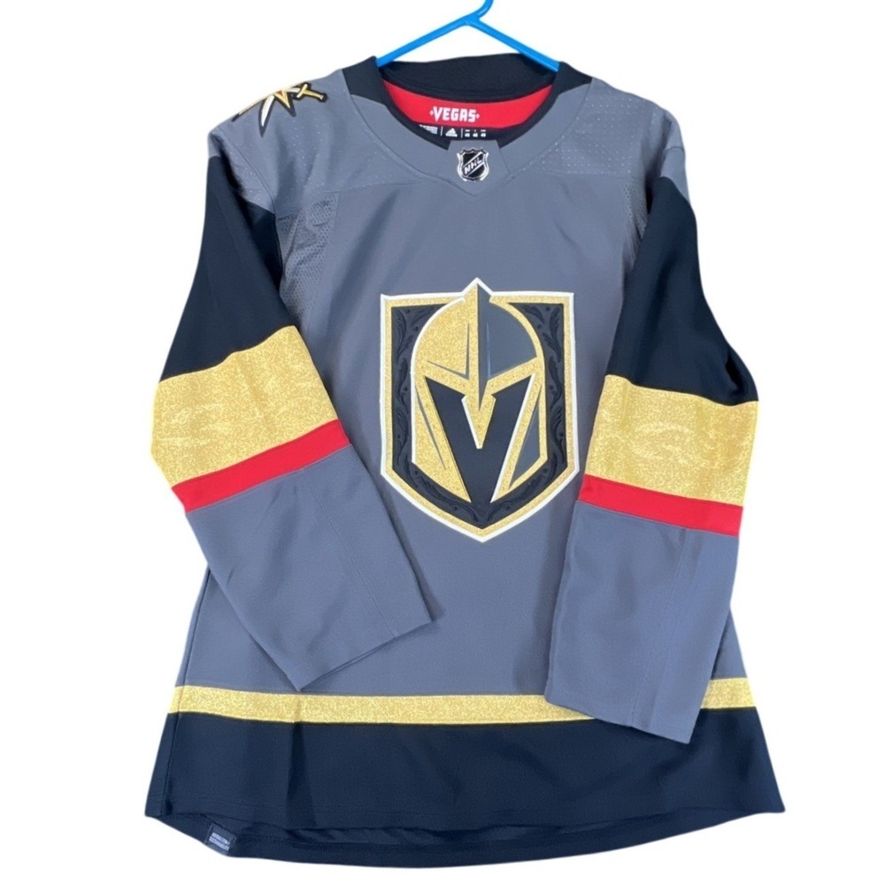 Adidas Vegas Golden Knights Grey Mens‎ 46 NHL Authentic Primegreen Hockey Jersey